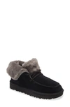 Ugg Diara Suede Lace-up Booties W/ Shearling Cuff In Black Suede