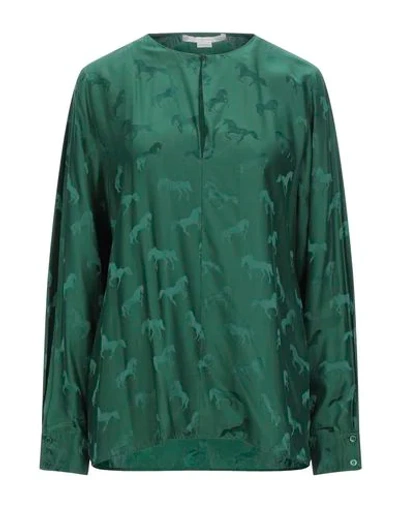 Stella Mccartney Silk-blend Satin-jacquard Blouse In Green