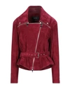 Jitrois Biker Jacket In Maroon