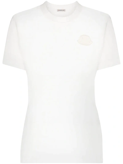 Moncler Logo-embroidered T-shirt In White