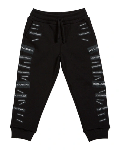 Dolce & Gabbana Sweatpants Logo Patches In Black