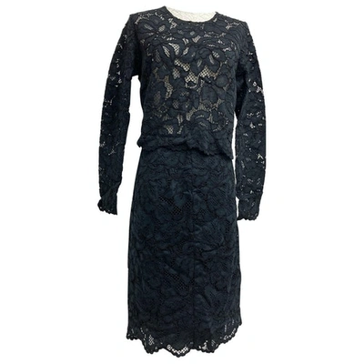 Pre-owned Sandro Lace Mid-length Dress In Black