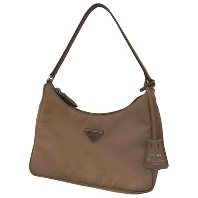 Pre-owned Prada Re-edition Cloth Handbag In Beige