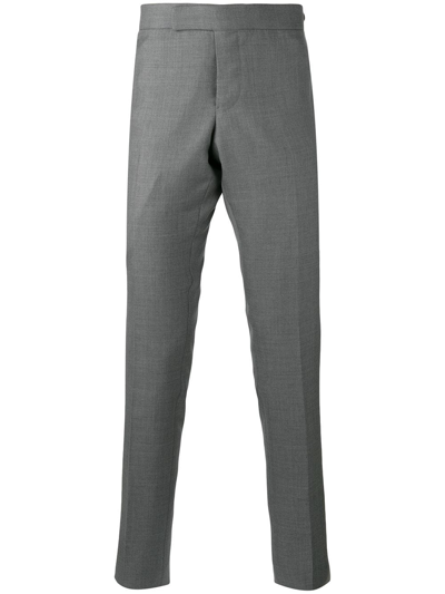 Thom Browne Classic Backstrap Side Tab Wool Trousers In Grey