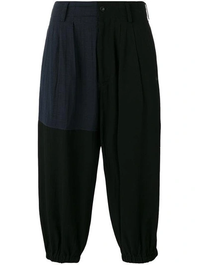Yohji Yamamoto Cropped Drop-crotch Trousers - Black