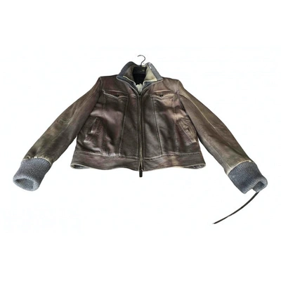 Pre-owned Fendi Leather Jacket In Grey