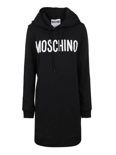 Moschino Hooded Dress In Fantasy Print Black