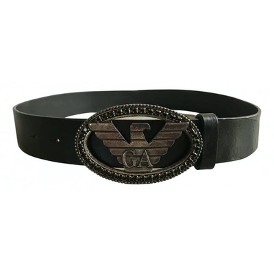 Pre-owned Emporio Armani Black Leather Belt