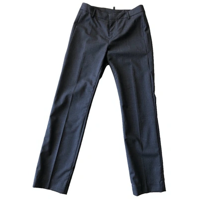 Pre-owned Dsquared2 Wool Straight Trousers In Grey
