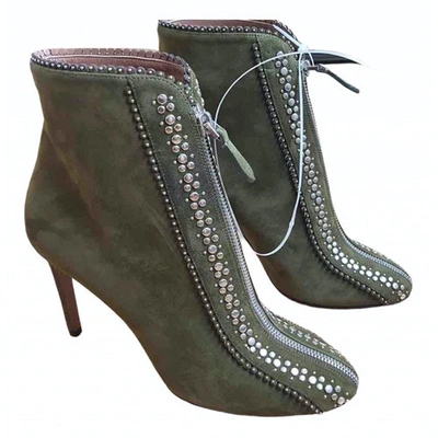 Pre-owned Alaïa Ankle Boots In Khaki