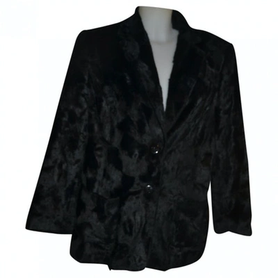 Pre-owned Krizia Faux Fur Coat In Black