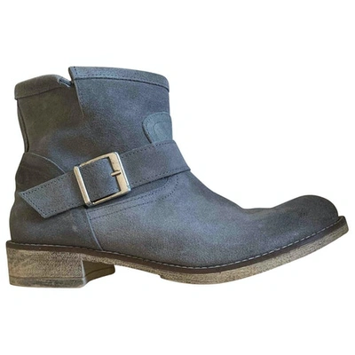Pre-owned Benetton Western Boots In Grey