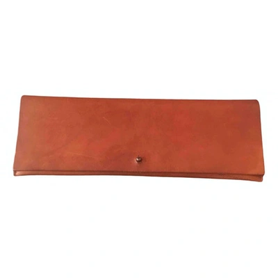 Pre-owned Rick Owens Leather Clutch Bag In Camel