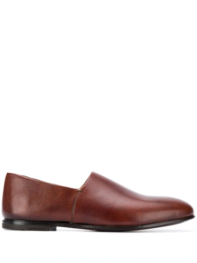 Ajmone Polished Slip-on Loafers In Brown