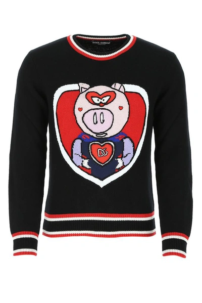 Dolce & Gabbana Pig Motif Sweater In Multi
