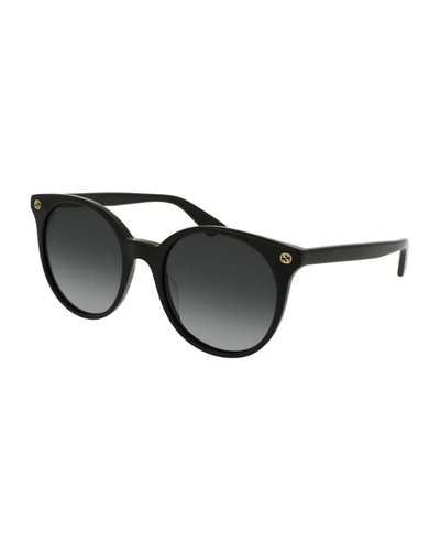 Gucci Designer Sunglasses Gg0091s Acetate Round Women's Sunglasses In Noir/ Noir Nuancé