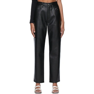 Agolde Black Recycled Leather 90s Pinch Waist Trousers