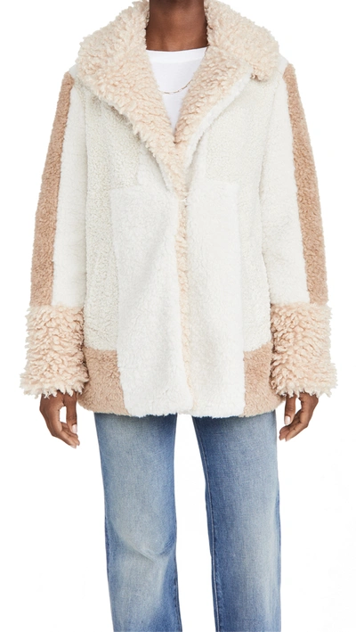A.l.c Stan Patchwork Faux Fur Jacket In Ivory/brown