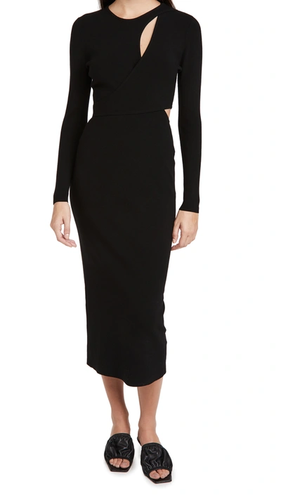 A.l.c Lorelei Long Sleeve Cutout Knit Midi Dress In Black