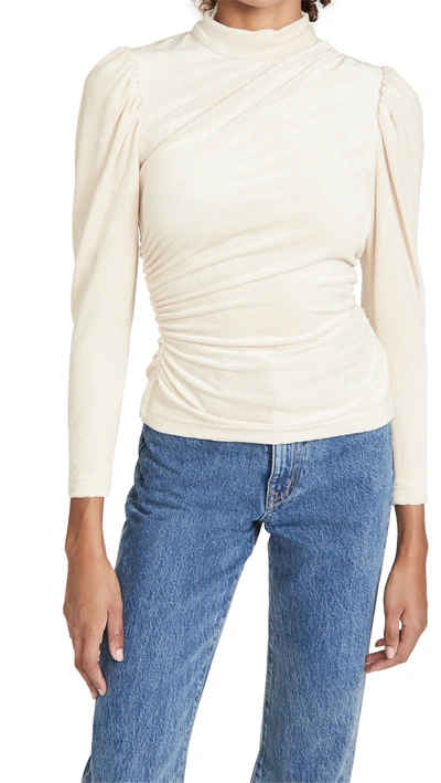 A.l.c Joss Puff-sleeve Velvet Top In Ivory