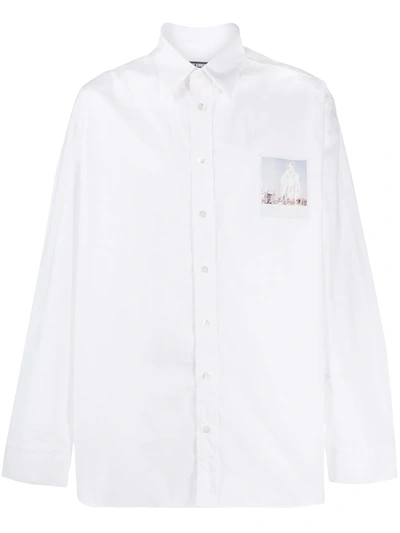 Raf Simons Big-fit Logo Patch Shirt In White