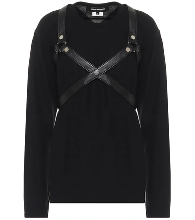 Junya Watanabe Faux Leather-trimmed Sweater In Black
