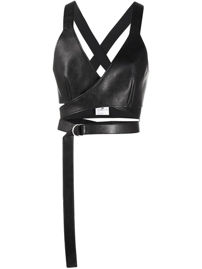 Junya Watanabe Faux Leather Crossbody Harness Bra Top In Black