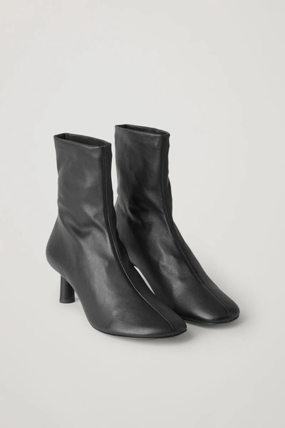Cos Nappa Leather Sock-style Ankle Boots In Black