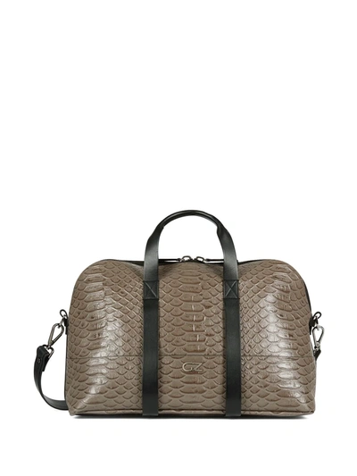 Giuseppe Zanotti Snakeskin-effect Zipped Holdall Bag In Grey