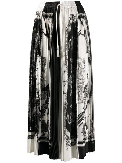 Ferragamo Gonna-print Pleated Midi Skirt In White