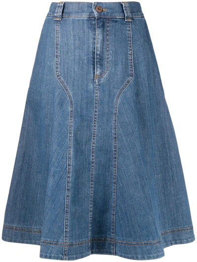 See By Chloé A-line Denim Skirt In Medium Wash