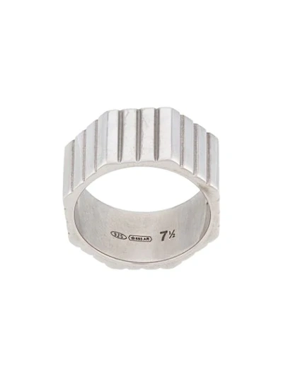 Ivi Octagon Ribbed Ring In Silver