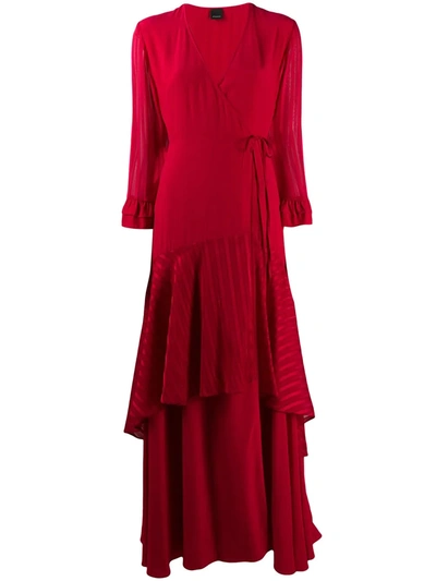 Pinko Zuccherino Ruffled Wrap Dress In Red