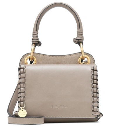 See By Chloé Tilda Mini Whipstiched Suede And Leather Tote In Motty Gray