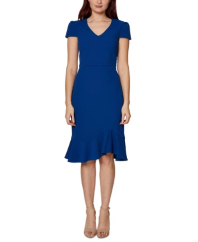 Betsey Johnson V-neck Flounce A-line Dress In Ultramarine