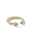 David Yurman 2.5mm Renaissance Ring With Emeralds In 18k Gold