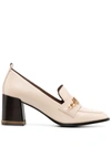 Tory Burch Ruby Block-heel Leather Loafers In Bianco