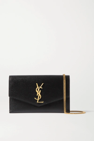 Saint Laurent Uptown Textured-leather Shoulder Bag In Black