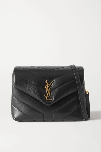 Saint Laurent Loulou Toy Quilted Leather Shoulder Bag In Black
