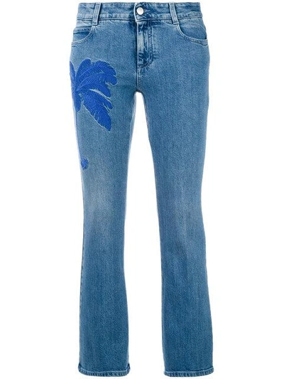 Stella Mccartney Palm Tree Embroidered Flared Jeans In Blue
