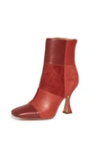 Sam Edelman Women's Olina Square-toe Patchwork Leather & Suede Ankle Boots In Paprika
