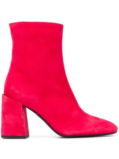 Furla Side Zipped Ankle Boots In Red