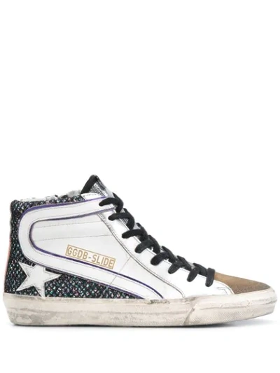 Golden Goose Slide In Leather, Suede And Net In White