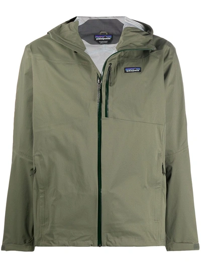 Patagonia Isthmus Wind Resistant Water Repellent Hooded Parka In Green