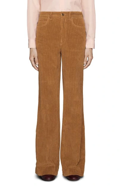 Gucci Corduroy Flare Pants In Golden Camel