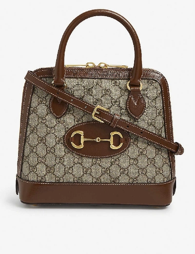 Gucci Gg Supreme Canvas Tote Bag In Beige Ebony Brown Sugar