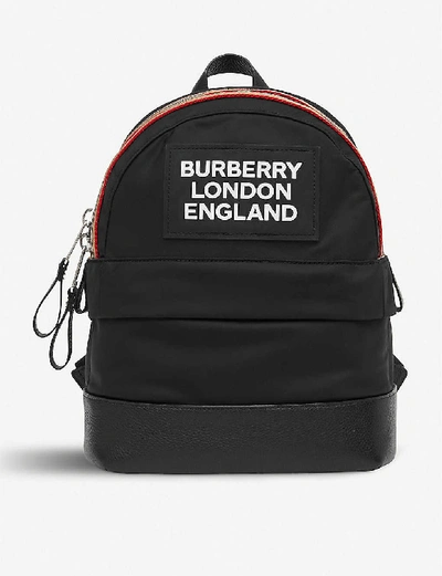 Burberry Kids Nico Logo-print Striped Shell Backpack In Black