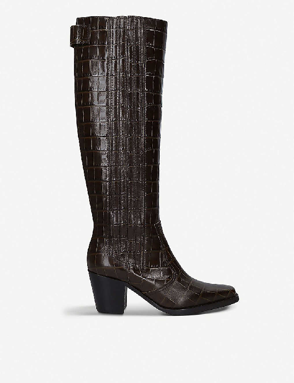 vintage foundry main croc embossed leather boot