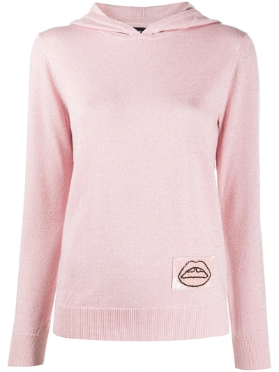 Markus Lupfer Mia Sequin Lip Patch Hoodie In Pink