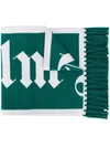 Palm Angels Intarsia-knit Logo Scarf In Green